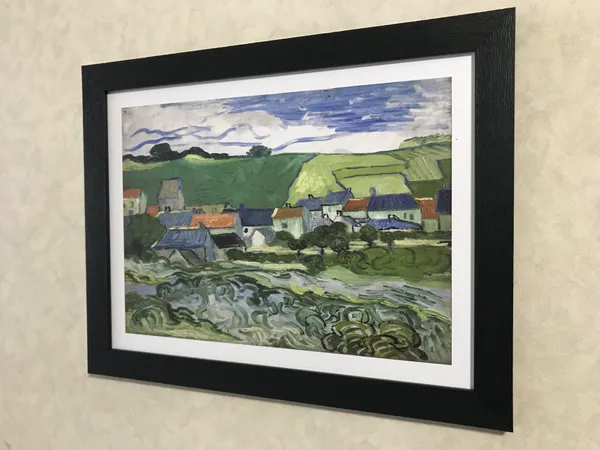 View_of_Auvers_1890,_A_Painting_by_Van_Gogh,_Framed,_Wall_Decor,_Multicolor