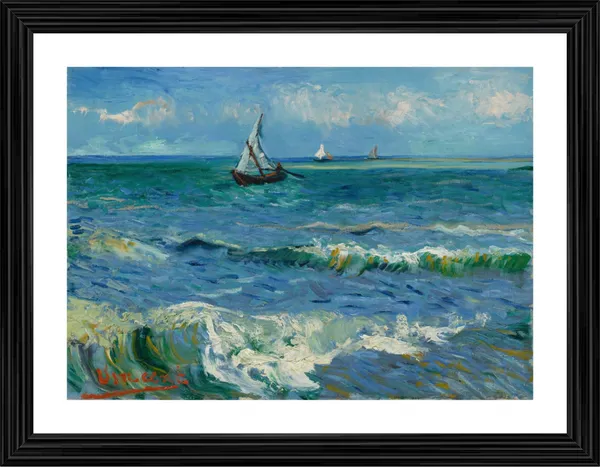 Seascape_Near_Les_Saintes-Maries_1888�_by_Van_Gogh,_Framed,_Wall_Decor,_Multicolor,_Multicolor