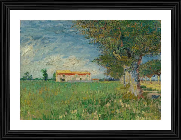 Farmhouse_in_A_Wheatfield_1888,_A_Painting_by_Van_Gogh,_Framed,_Wall_Decor,_Multicolor
