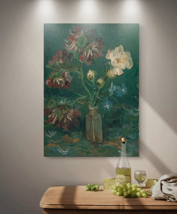 Peonies_and_Blue_Delphiniums_(1886)_,_A_Painting_by_Van_Gogh,_Unframed_Canvas_Print,_Multicolor