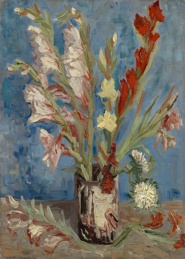 Gladioli_and_Chinese_Asters_(1886)_,_A_Painting_by_Van_Gogh,_Unframed_Canvas_Print,_Multicolor