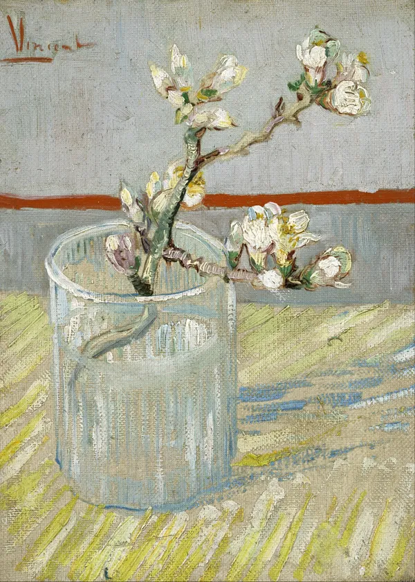Sprig_of_Flowering_Almond_(1888)_,_A_Painting_by_Van_Gogh,_Unframed_Canvas_Print,_Multicolor