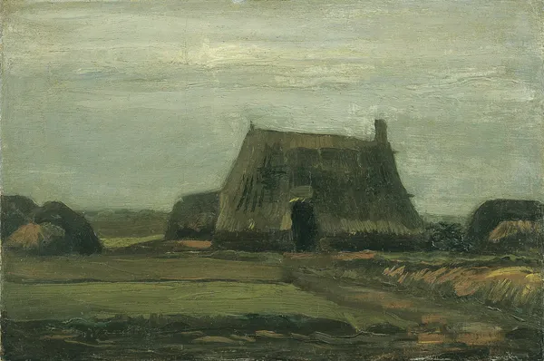 Farm_with_Stacks_of_Peat_(1883),_A_Painting_by_Van_Gogh,_Unframed_Canvas_Print,_Multicolor