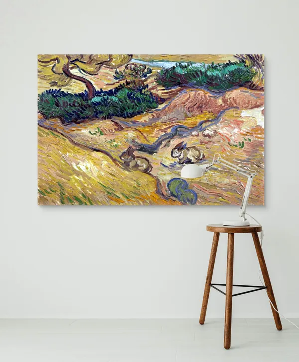 Landscape_with_Rabbits_(1889),_A_Painting_by_Van_Gogh,_Unframed_Canvas_Print,_Multicolor