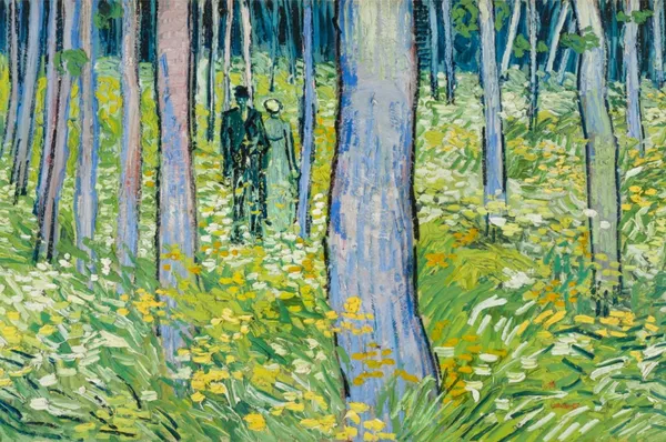 Two_Lovers_&_Undergrowth_(1886),_A_Painting_by_Van_Gogh,_Unframed_Canvas_Print,_Multicolor