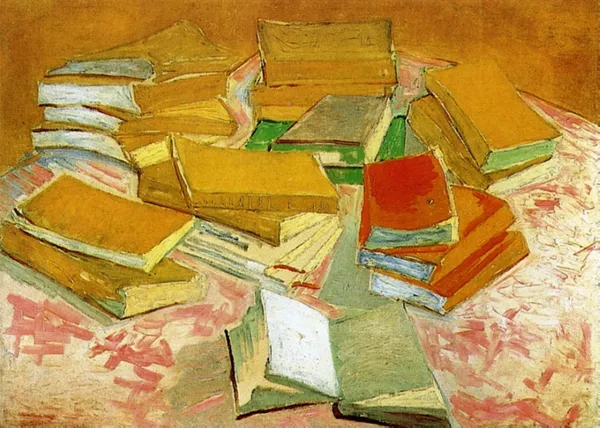 Piles_of_French_Novels_(1887),_A_Painting_by_Van_Gogh,_Unframed_Canvas_Print,_Multicolor