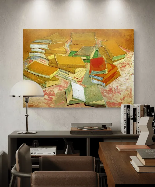 Piles_of_French_Novels_(1887),_A_Painting_by_Van_Gogh,_Unframed_Canvas_Print,_Multicolor