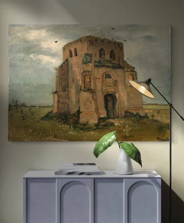 The_Old_Church_Tower_(1885),_A_Painting_by_Van_Gogh,_Unframed_Canvas_Print,_Multicolor