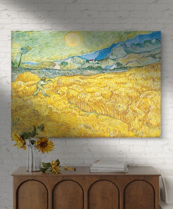 Wheatfield_with_a_Reaper_(1889),_A_Painting_by_Van_Gogh,_Unframed_Canvas_Print,_Multicolor