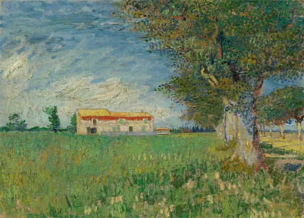 Farmhouse_in_a_Wheatfield_(1888),_A_Painting_by_Van_Gogh,_Unframed_Canvas_Print,_Multicolor