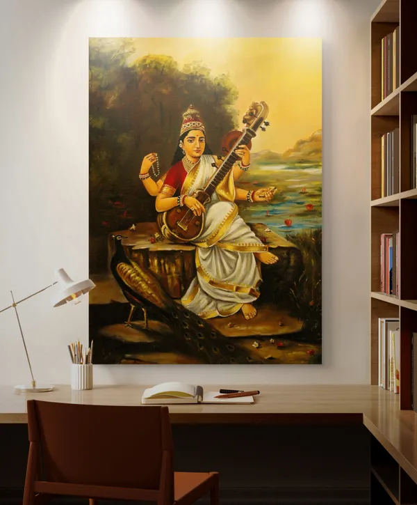 Saraswati,_1896,_A_Raja_Ravi_Varma_Painting,_Framed_Canvas,_Wall_Decor,_Multicolor