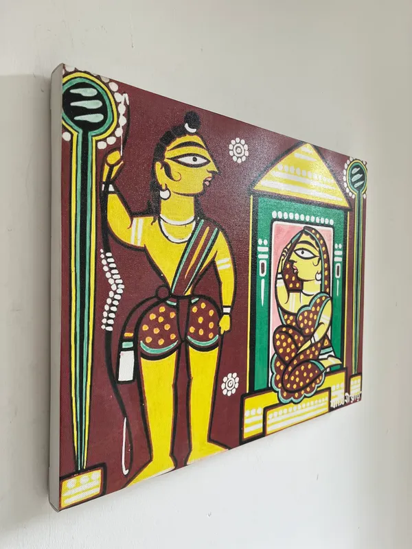 Seeta_and_Ram*_-_A_Jamini_Roy_Painting,_Framed_Canvas_Wall_Decor,_Multicolor