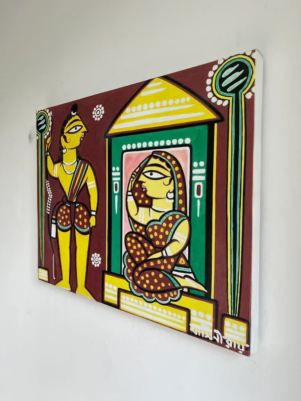 Seeta_and_Ram*_-_A_Jamini_Roy_Painting,_Framed_Canvas_Wall_Decor,_Multicolor