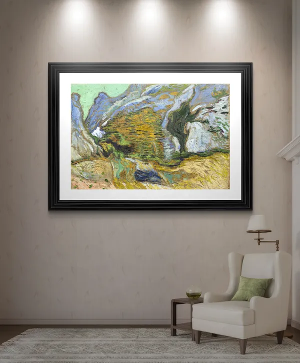 Ravine_with_A_Small_Stream_1889,_A_Painting_by_Van_Gogh,_Framed,_Wall_Decor,_Multicolor
