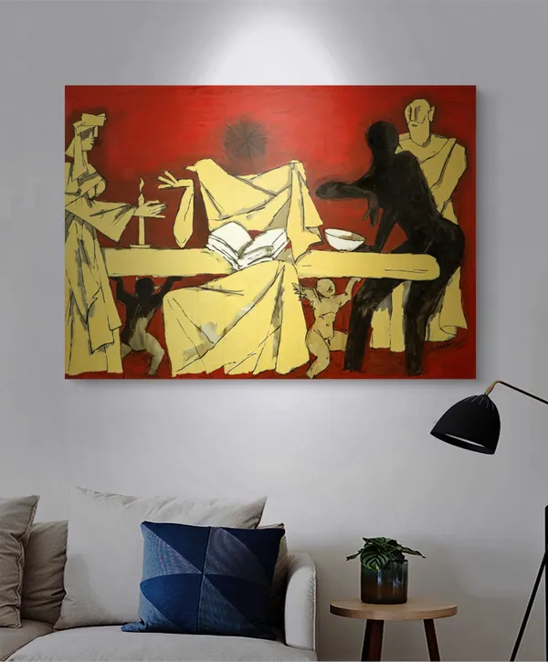 The_Last_Supper-_M.F._Husain's_Painting,_Framed_Canvas,_Wall_Decor,_Multicolor