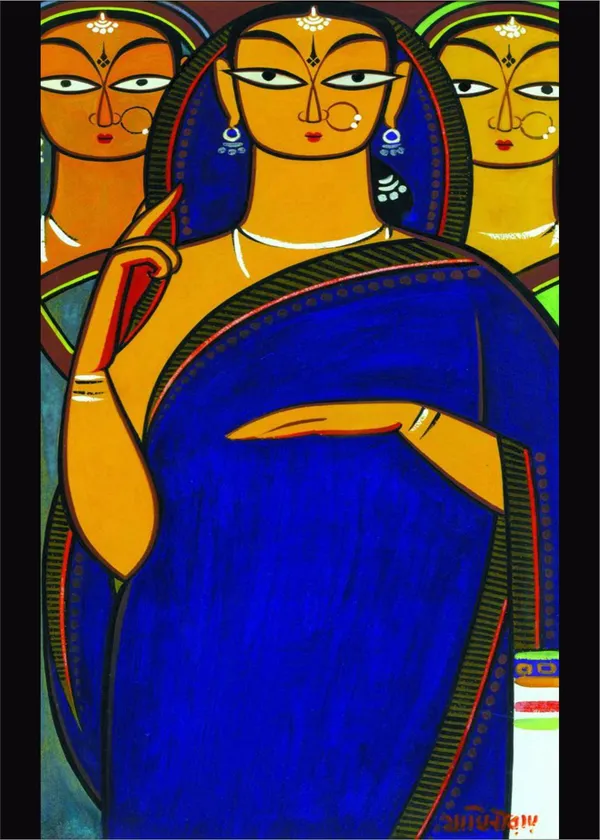 Three_Pujarans*,_A_Painting_by_Jamini_Roy,_Unframed_Canvas_Print,_Multicolor