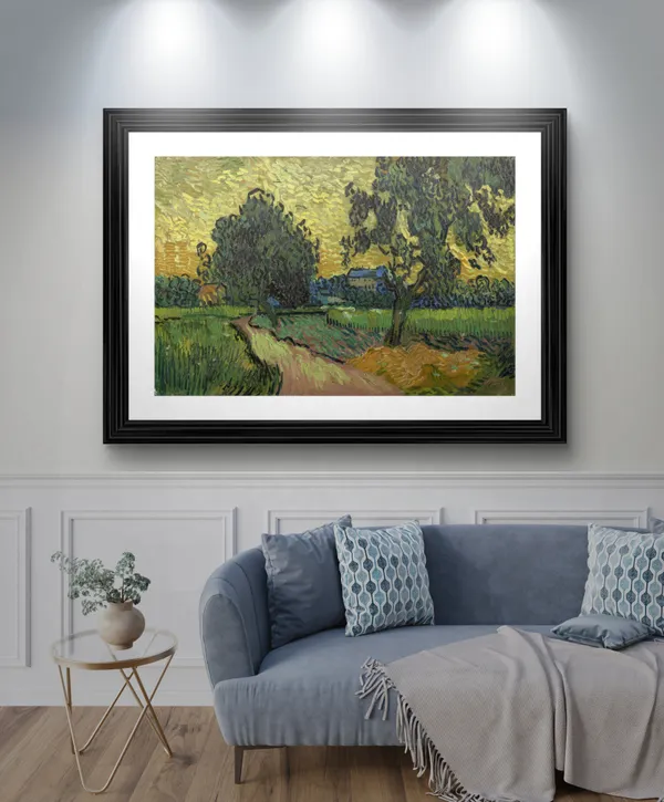 Landscape_at_Twilight_1890,_A_Painting_by_Van_Gogh,_Framed,_Wall_Decor,_Multicolor