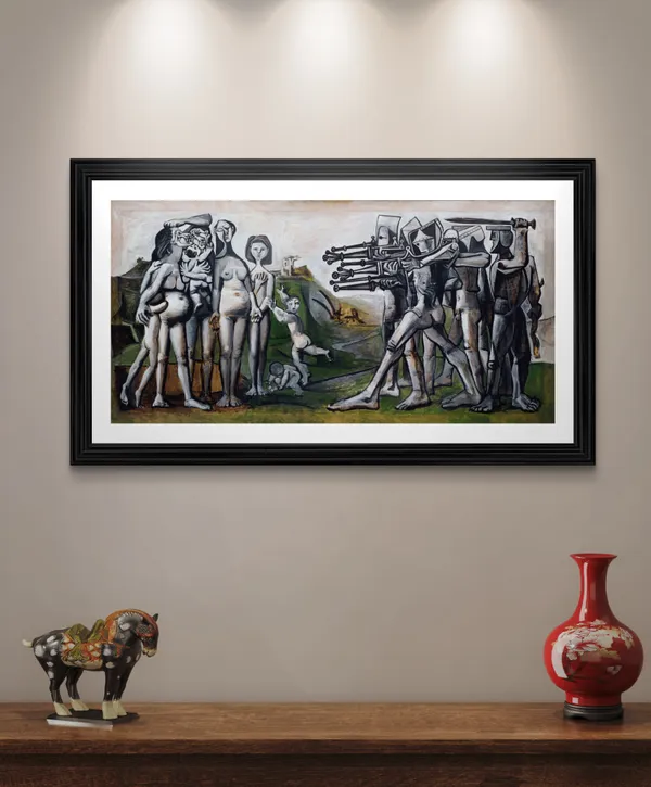 Massacre_in_Korea_1951,_A_Painting_by_Pablo_Picasso,_Framed,_Wall_Decor,_Multicolor