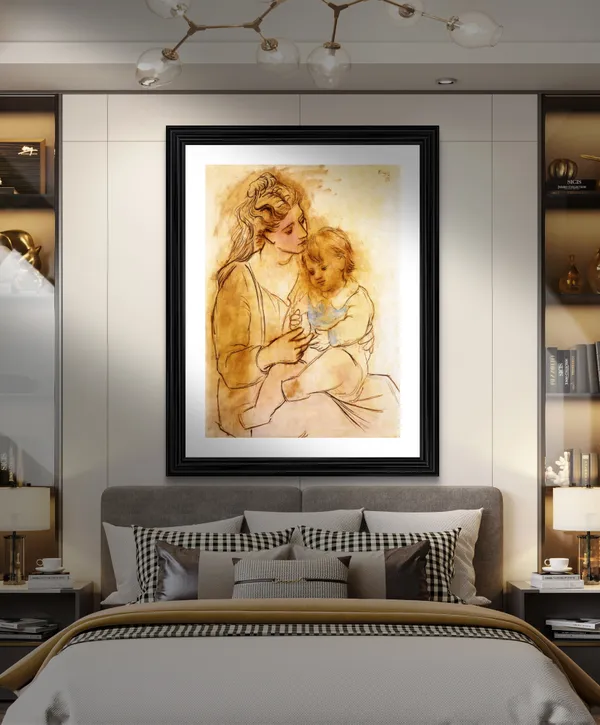 Mother_and_Child_1922,_A_Painting_by_Pablo_Picasso,_Framed,_Wall_Decor,_Multicolor