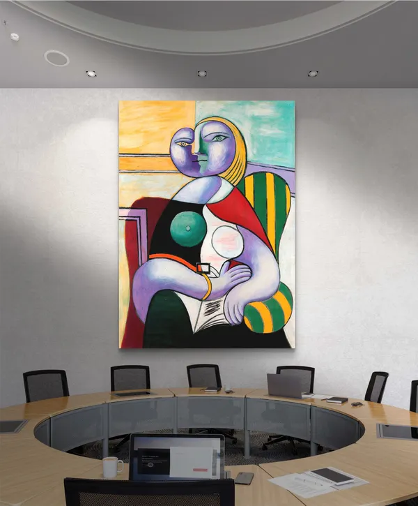 Reading_1932,_A_Painting_by_Pablo_Picasso,_Framed_Canvas,_Multicolor