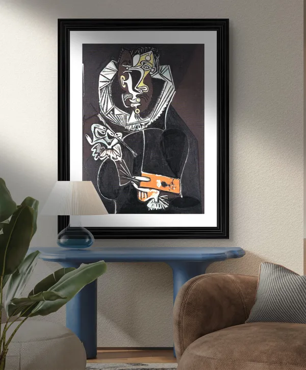 Portrait_of_A_Painter_after_El_Greco_1950_,_A_Painting_by_Pablo_Picasso,_Framed,_Wall_Decor,_Multicolor
