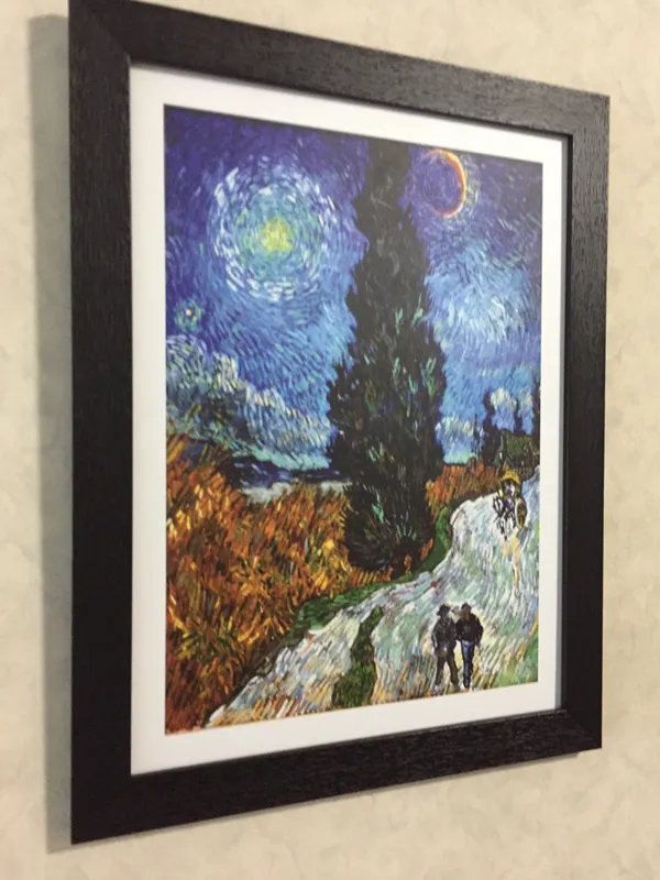 *Road_with_Cypress_and_Star_&_A_Lane_Near_Arles,_Van_Gogh_Paintings,_Set_of_2,_Framed,_Wall_D�cor,_Multicolor