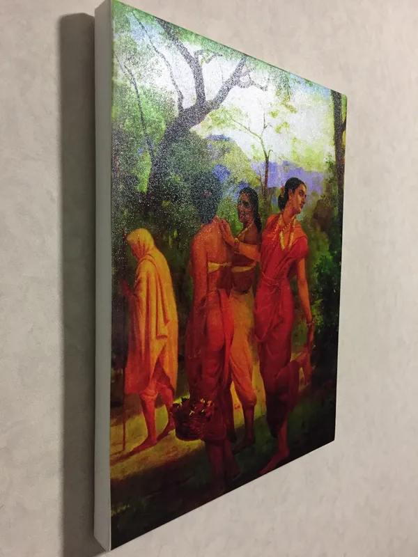 �Shakuntala_&_her_Companions,_Raja_Ravi_Varma_Paintings,_Set_of_2,_Framed_Canvas,_Multicolor