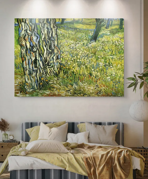 Tree_Trunks_in_the_Grass_1890,_A_Painting_by_Van_Gogh,_Framed_Canvas,_Wall_Decor,_Multicolor