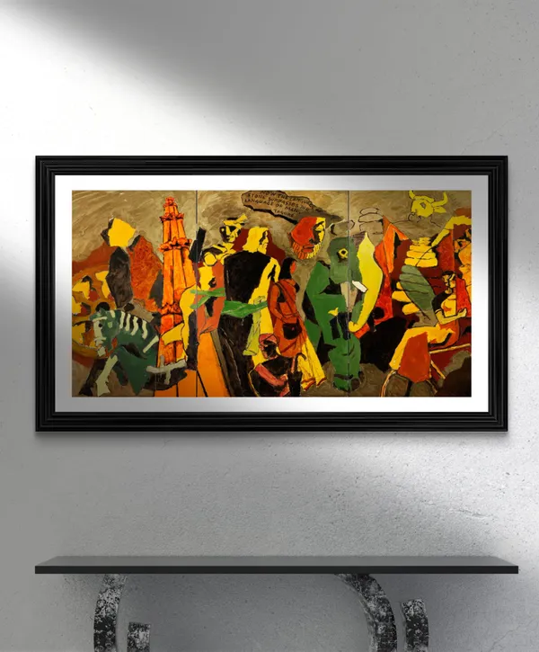 Tribhang-_Triptych_(India_Series_Paintings)-_M.F._Husain's_Painting,_Framed,_Wall_Decor,_Multicolor