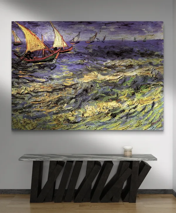 Seascape_at_Saintes_Maries_1888,_A_Painting_by_Van_Gogh,_Framed_Canvas,_Wall_Decor,_Multicolor