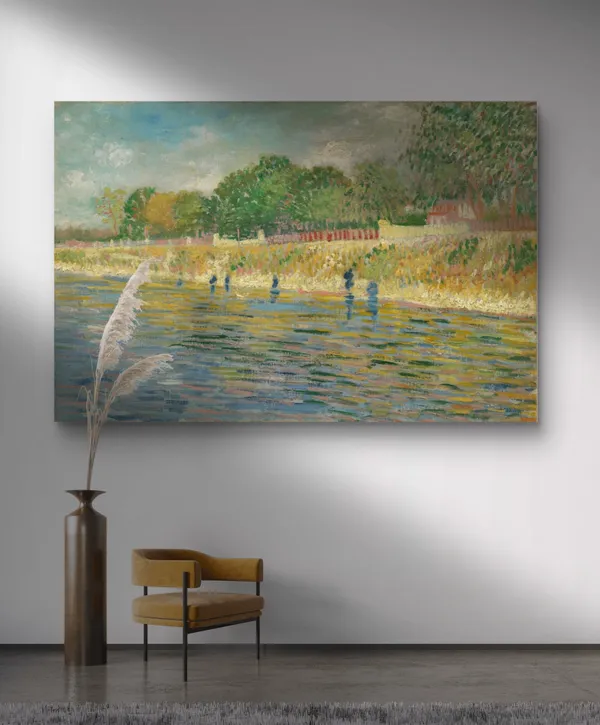 Bank_of_the_Seine_1887,_A_Painting_by_Van_Gogh,_Framed_Canvas,_Wall_Decor,_Multicolor