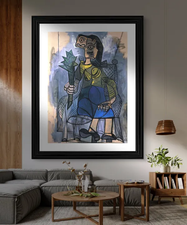 Woman_with_Artichoke_1941,_A_Painting_by_Pablo_Picasso,_Framed,_Wall_Decor,_Multicolor