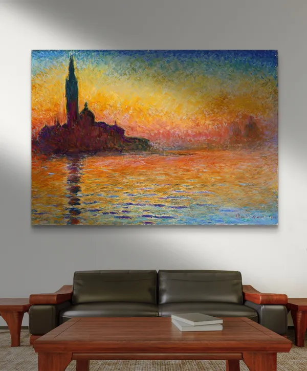San_Giorgio_Maggiore_by_Twilight_(1802),_A_Painting_by_Claude_Monet,_Wall_D�cor,_Framed_Canvas,_Multicolor