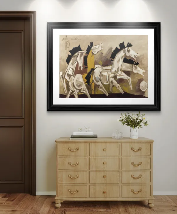 Four_Horses_-_M.F._Husain's_Painting,_Framed,_Wall_Decor,_Multicolor