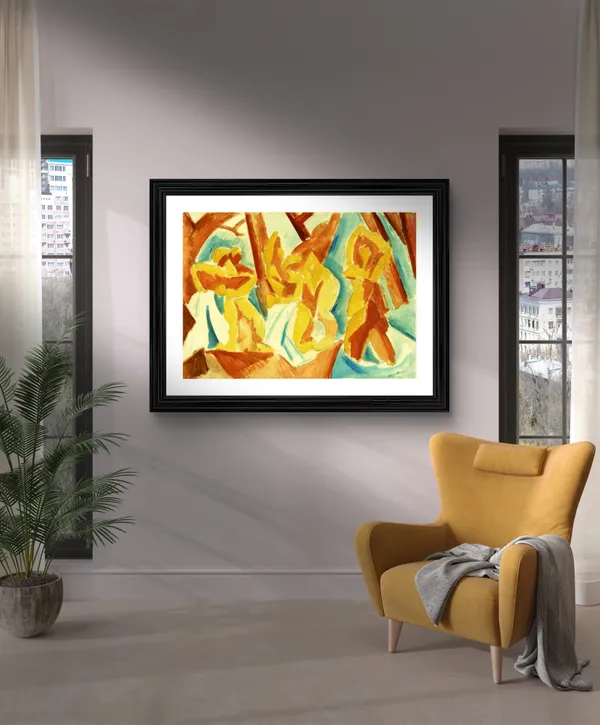 Womans_in_A_Forest_1908,_A_Painting_by_Pablo_Picasso,_Framed,_Wall_Decor,_Multicolor