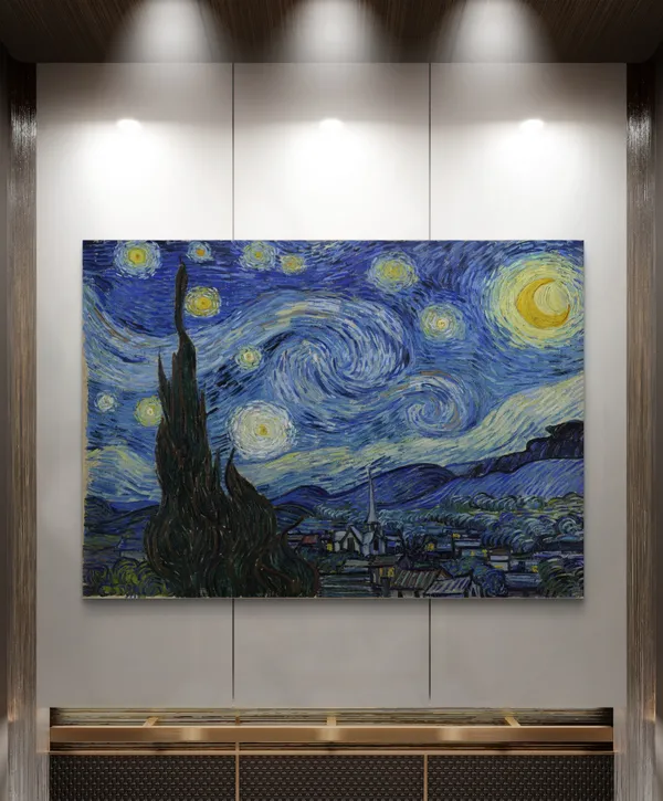 Multicolor_Starry_Night_1889,_A_Painting_by_Van_Gogh,_Framed_Canvas,_Wall_Decor.