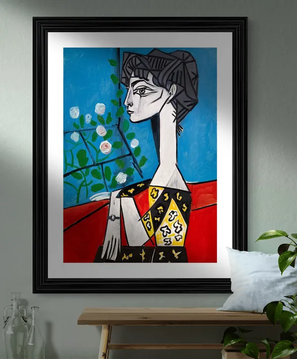 Sylvette_&_Jacqueline_with_Flowers,_Paintings_by_Pablo_Picasso,_Framed,_Set_of_2,_,_Multicolor