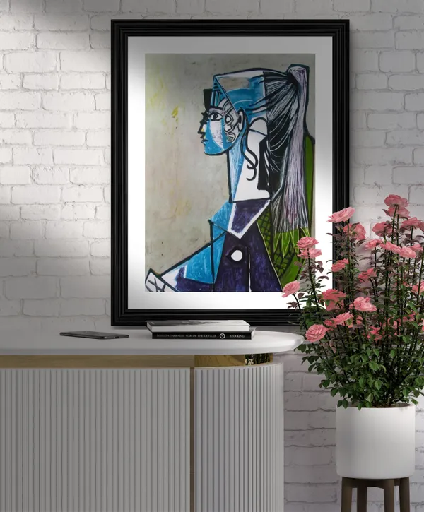 Sylvette_&_Jacqueline_with_Flowers,_Paintings_by_Pablo_Picasso,_Framed,_Set_of_2,_,_Multicolor