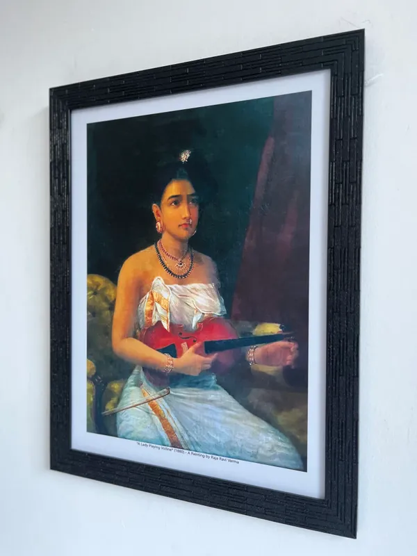 A_Lady_Playing_Violin_(1880),_A_Raja_Ravi_Varma_Painting,_Framed,_Wall_Decor,_Multicolor