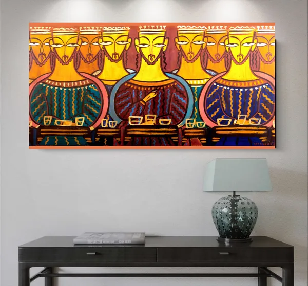 The_Last_Supper_-_A_Jamini_Roy_Painting,_Framed_Canvas_Wall_Decor,_Multicolor
