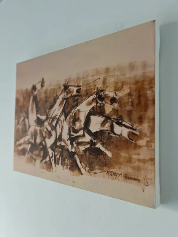 Four_Horses_and_the_Battle-_M.F._Husain's_Painting,_Framed_Canvas,_Wall_Decor,_Multicolor
