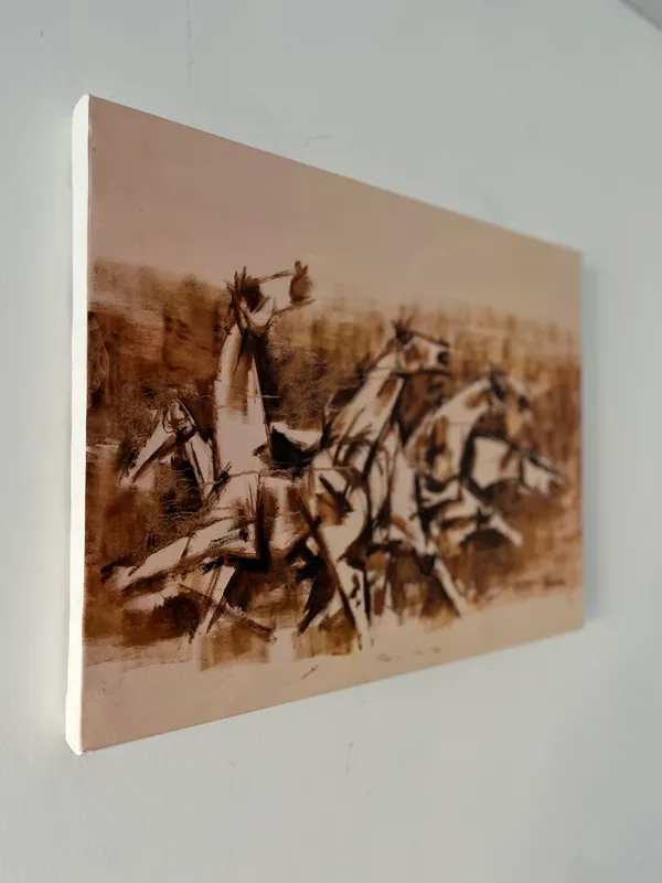 Four_Horses_and_the_Battle-_M.F._Husain's_Painting,_Framed_Canvas,_Wall_Decor,_Multicolor