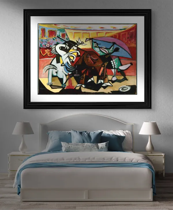 Bullfight_3,_A_Painting_by_Pablo_Picasso,_Framed,_Wall_Decor,_Multicolor
