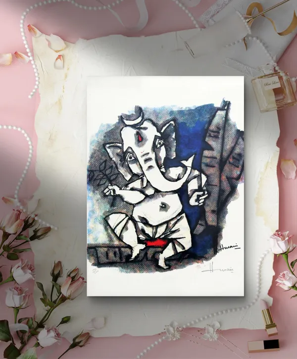 Ganesha_Dances-_M.F._Husain's_Painting,_Framed_Canvas,_Wall_Decor,_Multicolor