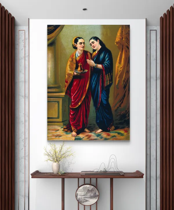 Draupadi_and_Sudeshna,_1896,_A_Raja_Ravi_Varma_Painting,_Framed_Canvas,_Wall_Decor,_Multicolor