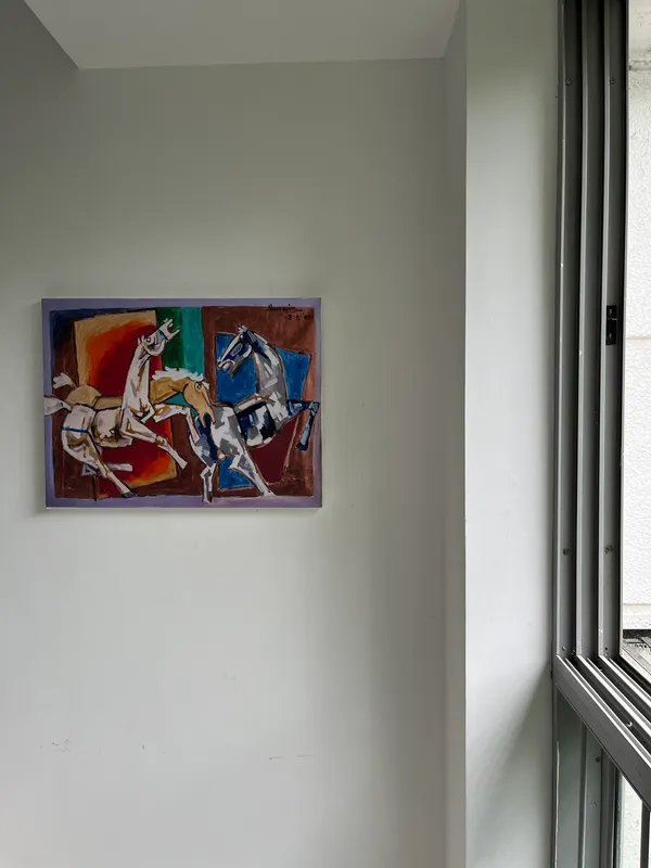 Horses_and_Battles*-Set_of_2_Paintings_by_M.F._Husain,_Framed_Canvas,_Wall_Decor,_Multicolor