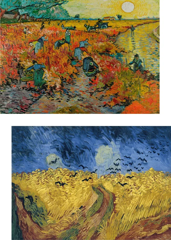 �The_Red_Vineyard_&_Wheatfield_with_Crows,�_Framed,_Wall_D�cor,_Multicolor