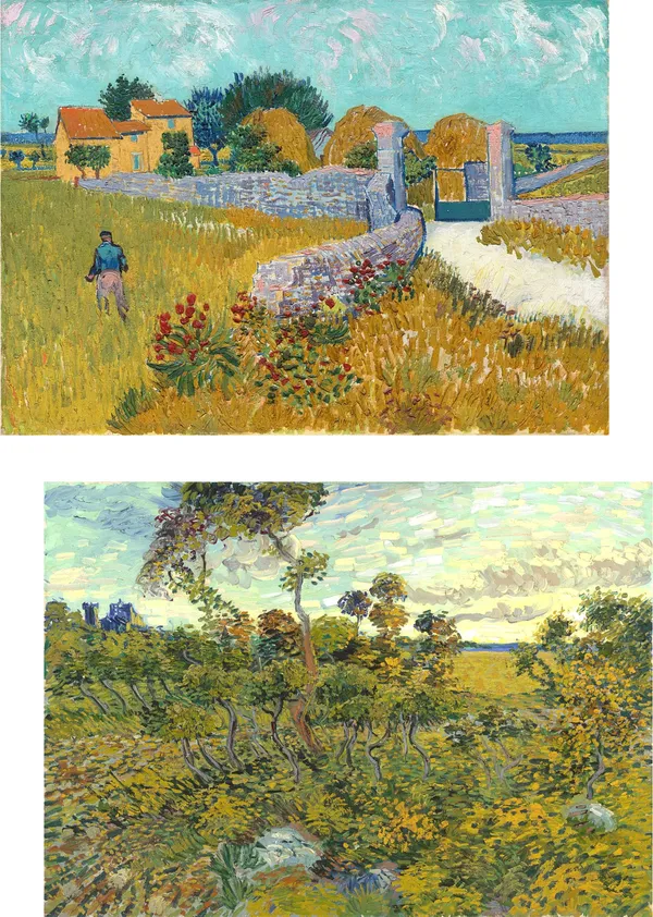 �Farmhouse_in_Provence_&_Sunset_at_Montmajour,_Framed,_Wall_D�cor,_Multicolor