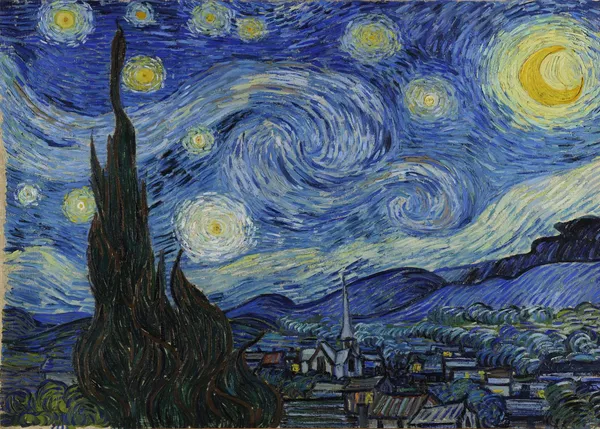 Multicolor_Starry_Night_1889,_A_Painting_by_Van_Gogh,_Framed_Canvas,_Wall_Decor.