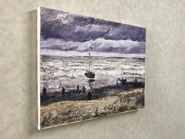 Beach_at_Scheveningen_in_Stormy_Weather,_1882,_A_Painting_by_Van_Gogh,_Framed_Canvas,_Multicolor